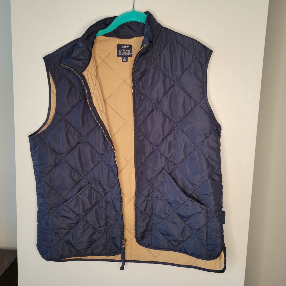 J. Crew Quilted Reversible Navy & Tan Men's Vest
